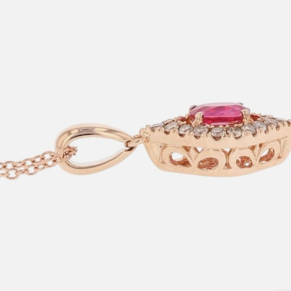 Le Vian .56ctw Pink Sapphire and Diamond Pendant 18.25" Necklace 14k Rose Gold - Picture 7 of 11